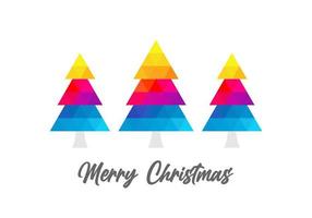 feliz navidad texto y colorido vector de diseño de árbol. feliz navidad adecuado para tarjetas de felicitación, pegatinas, plantillas, invitaciones y fondo