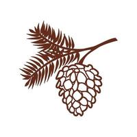Line art vector isolated fir cone and spruce needles illustration