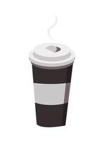 Disposable plastic coffee cup with hot coffee in flat style. Plastic mug for hot drinks. vector