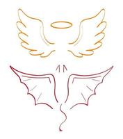 Angel sketch wing set vector. Marker hand drawn style of holy creations. Wing, feathers of bird, swan, eagle. vector