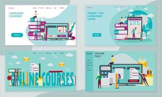 E-learning website template, online courses. Distance , remote, school vector