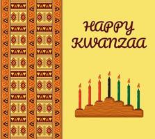 Happy Kwanzaa invitation vector for web, card, social media.  Happy kwanza celebrated from 26 December to 1 January. Seven candles lighted. African ornament background.