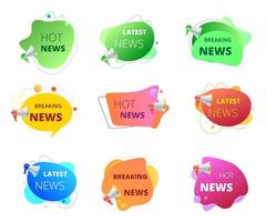 Hot, breaking, latest news vector set