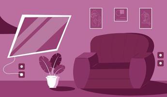 Living room interior concept with modern furniture set of flat vector. Interior design of the living room vector