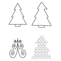 árbol de navidad, garabatos, imágenesprediseñadas, vector, ilustración, vacacionesset vector
