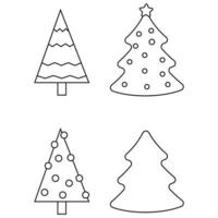 árbol de navidad, garabatos, imágenesprediseñadas, vector, ilustración, vacacionesset vector