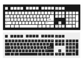 teclados de computadora con estilo blanco y negro. ilustración vectorial