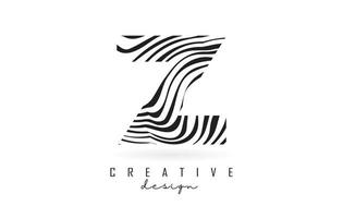 Black and White Zebra Z Letter Logo Design. vector