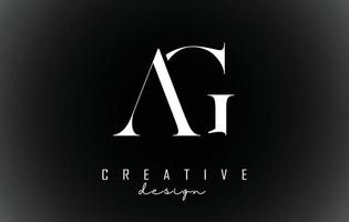 White AG a g letters design logotype concept with serif font and elegant style vector illustration.