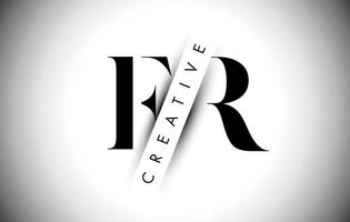 FR F R Letter Logo with Creative Shadow Cut and Over layered Text Design. vector