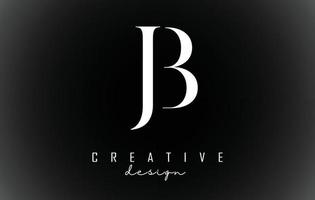 concepto de logotipo de diseño de letras jb jb blanco con fuente serif y estilo elegante ilustración vectorial. vector