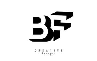 Logo de letra doble bf con diseño de espacio negativo. letras byf con tipografía geométrica. vector