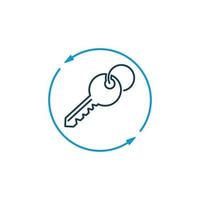 Key exchange line icon. Barter of real estate property. Swap and key line icon. Vector