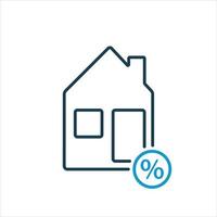 Credit rate of real estate. Loan rate of property. House and percent sign line icon. Mortgage of real estate icon. Vector