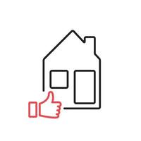 Revisión inmobiliaria de calidad. retroalimentación, evaluación del icono de línea de bienes raíces. icono de línea de valoración de propiedad. vector