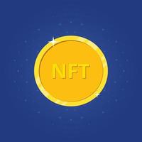Crypto art. Nft golden coin icon. NFT non fungible token. Non-renewable token. Vector illustration