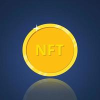 NFT non fungible token. Non-renewable token. Crypto art. Nft golden coin icon. Vector illustration