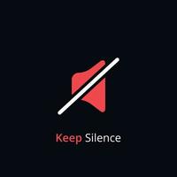 Keep silence symbol. Silent mode concept. Quiet please icon on white background. Vector