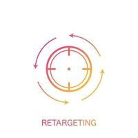 concepto de remarketing. icono plano de retargeting. publicidad digital. estrategia online en redes sociales. vector