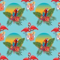 Tropical wildlife seamless pattern vector