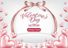 valentine's day hard sale promotion pink banner vector