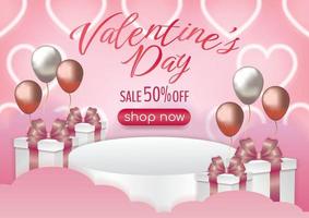 valentine's pink banner design for website vector