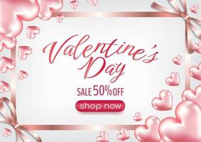 promoción de venta de san valentín banner rosa vector