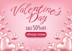 valentine's day sale promotion pink banner design vector