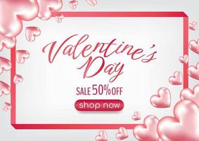 valentine's day sale promotion pink banner design for website vector