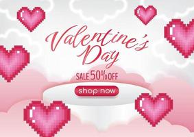 diseño de banner de día de san valentín de corazones rosados para sitio web vector