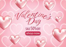 pink hearts happy valentine's day banner design for website vector