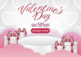 pink sweet valentine's day banner design for website vector