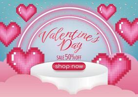 pink sweet valentine banner design for website vector