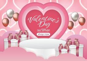 valentine's banner pink design for website vector