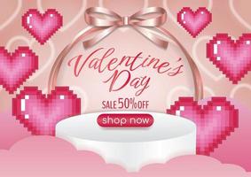 pink sweet happy valentine's day banner design for website vector