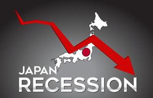 Mapa del concepto creativo de la crisis económica de la recesión de Japón con la flecha del desplome económico. vector