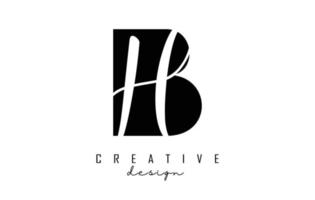 Letters BH Logo with a minimalist design. Letters B and H with geometric and handwritten typography. vector