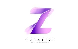 Letter Z Logo Design with Satin texture and Fluid Look. vector