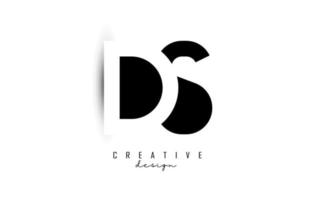 Letters DS Logo with black and white negative space design. Letters D and S with geometric typography. vector