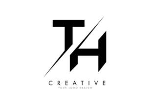 th th diseño de logotipo de letra con un corte creativo. vector