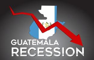 Mapa del concepto creativo de la crisis económica de la recesión de Guatemala con la flecha del desplome económico. vector