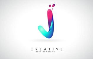 Blue and Pink creative letter J Logo Design with Dots. Friendly Corporate Entertainment, Media, Technology, Digital Business vector design with drops.