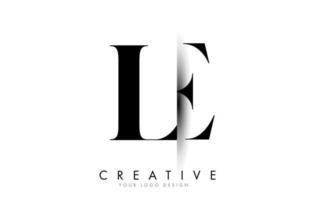 LE L E Letter Logo with Creative Shadow Cut Design. vector