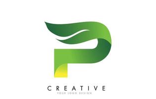 Letter P with eco leaf concept design. vector