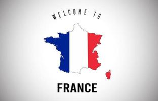 France Welcome to Text and Country flag inside Country border Map Vector Design.