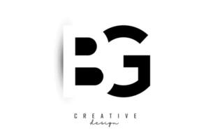 Letters BG Logo with black and white negative space design. Letters B and G with geometric typography. vector