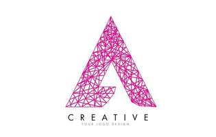 Sketched stylized Letter A with different Pink Lines Pattern Design. vector