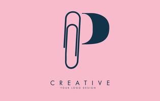 Diseño de logotipo de letra p de clip de papel. concepto de logotipo empresarial y educativo. vector