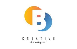 White B letter design logotype concept with colorblock circles vector illustration.
