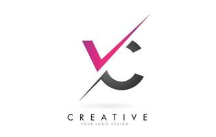 VC V C Letter Logo with Colorblock Design and Creative Cut. vector